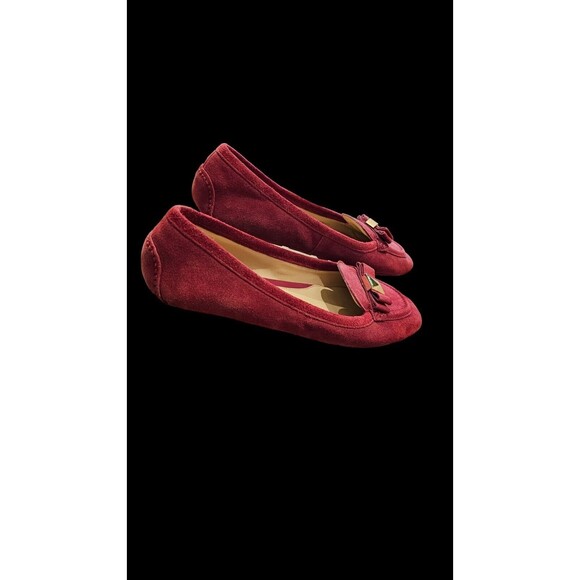 Michael Kors Shoes Women's 10M Red Leather Suede Driving Loafers Moccasins - Picture 6 of 9